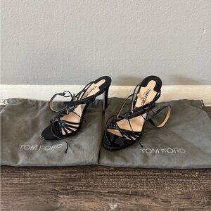 Tom Ford Glossy Black Strappy Heels